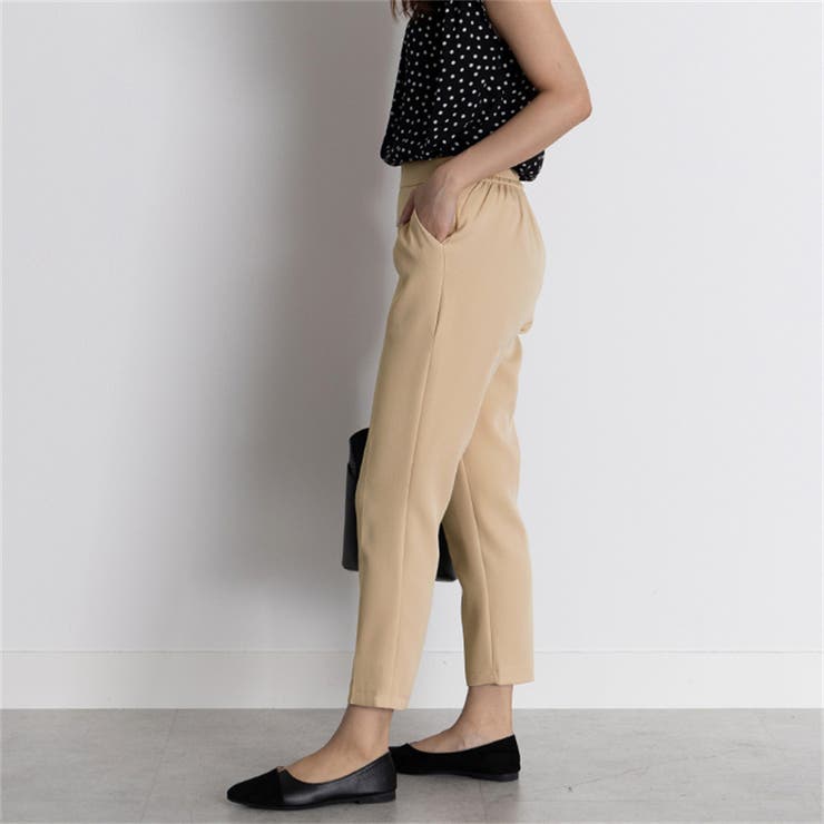 エステルストレッチストレッチ センタープレス テーパードパンツ