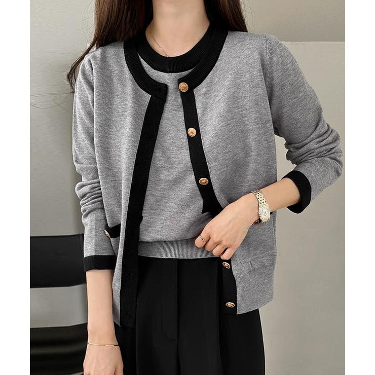 バイカラー ニットカーディガン セット | Bifrost | 詳細画像1 