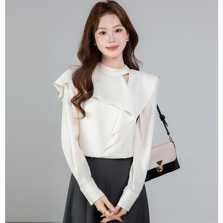 スタンドカラー アシメフリルトップス | Bifrost | 詳細画像3 