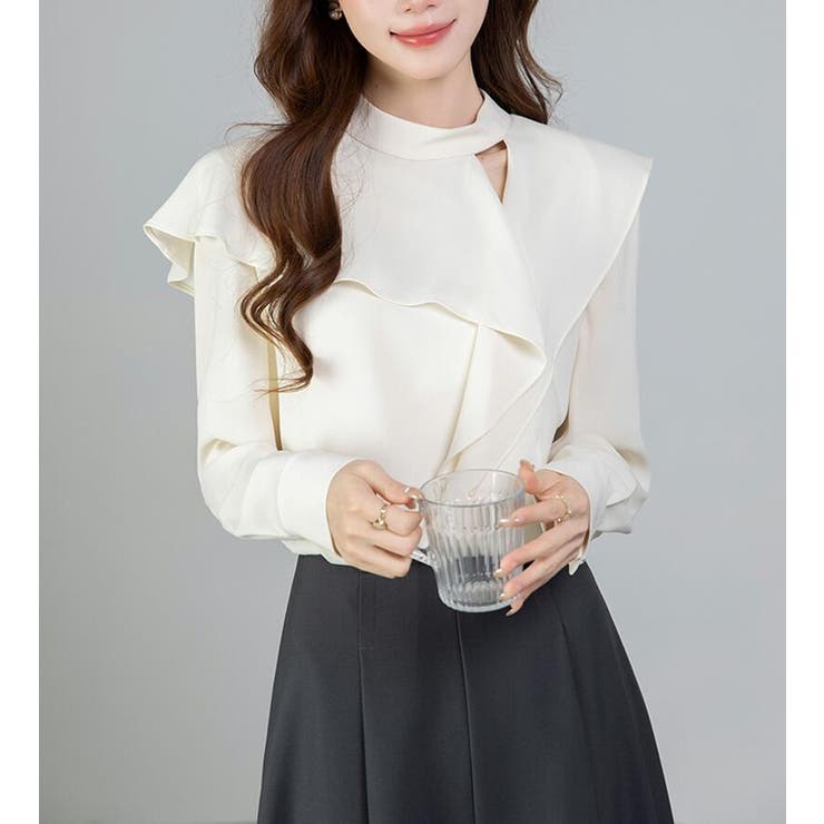 スタンドカラー アシメフリルトップス | Bifrost | 詳細画像10 