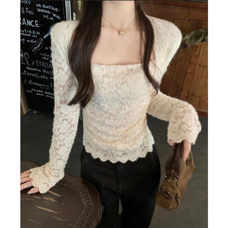 ベージュ | ソフトタッチ スクエアネック トップス | Bifrost