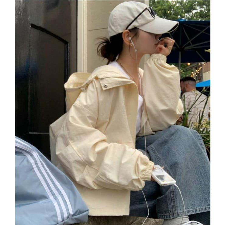 ベージュ | ルーズシルエット フーデッドジャケット | Bifrost