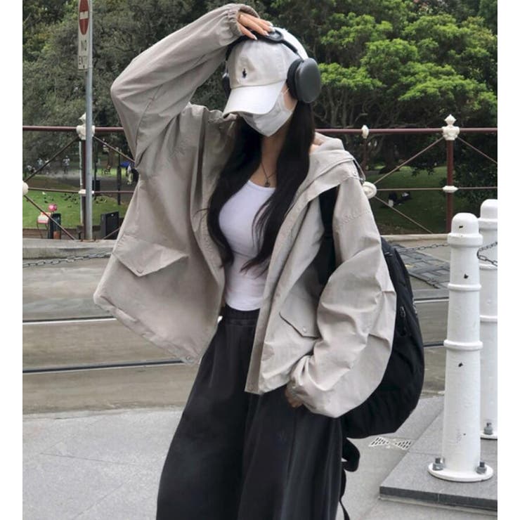 ライトグレー | ルーズシルエット フーデッドジャケット | Bifrost