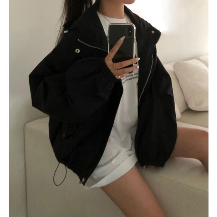 ブラック | ルーズシルエット フーデッドジャケット | Bifrost