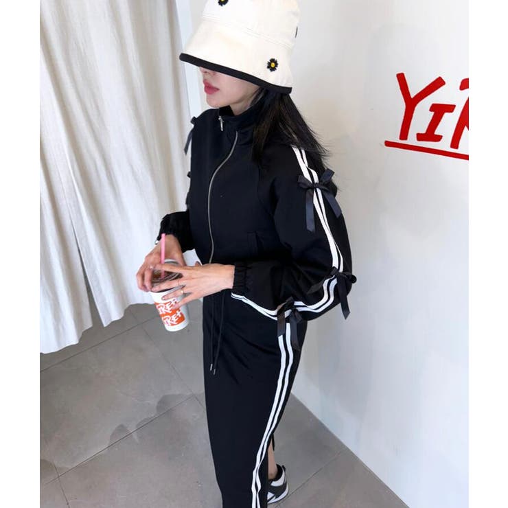 リボン ライン ジャージ セットアップ[品番：UZ000012383]｜Bifrost