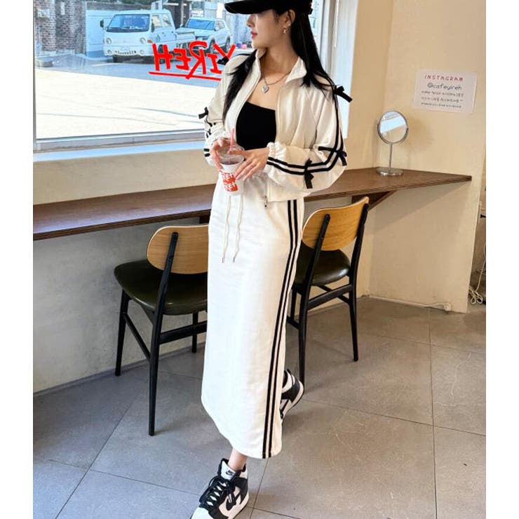 リボン ライン ジャージ セットアップ[品番：UZ000012383]｜Bifrost