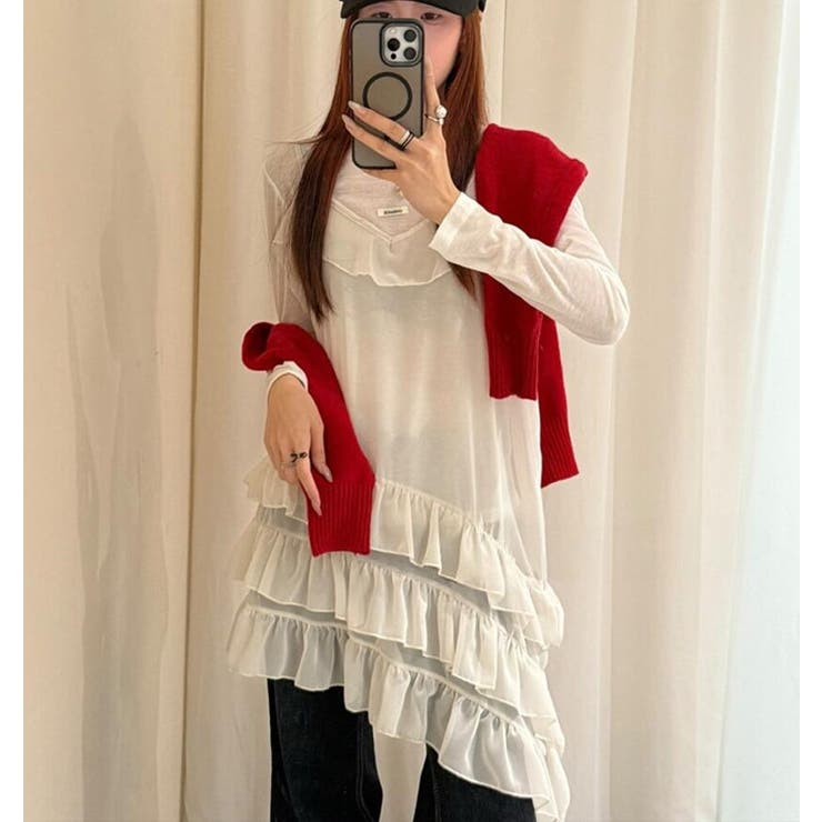 ベージュ | ティアード フリル キャミソール | Bifrost