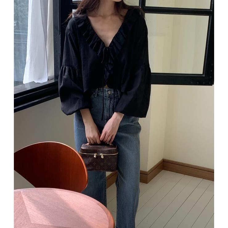 透け感 フリル クロップド ブラウス | Bifrost | 詳細画像9 