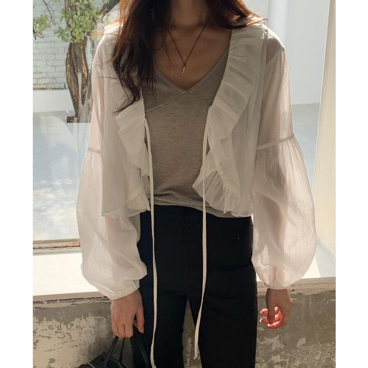 透け感 フリル クロップド ブラウス | Bifrost | 詳細画像10 