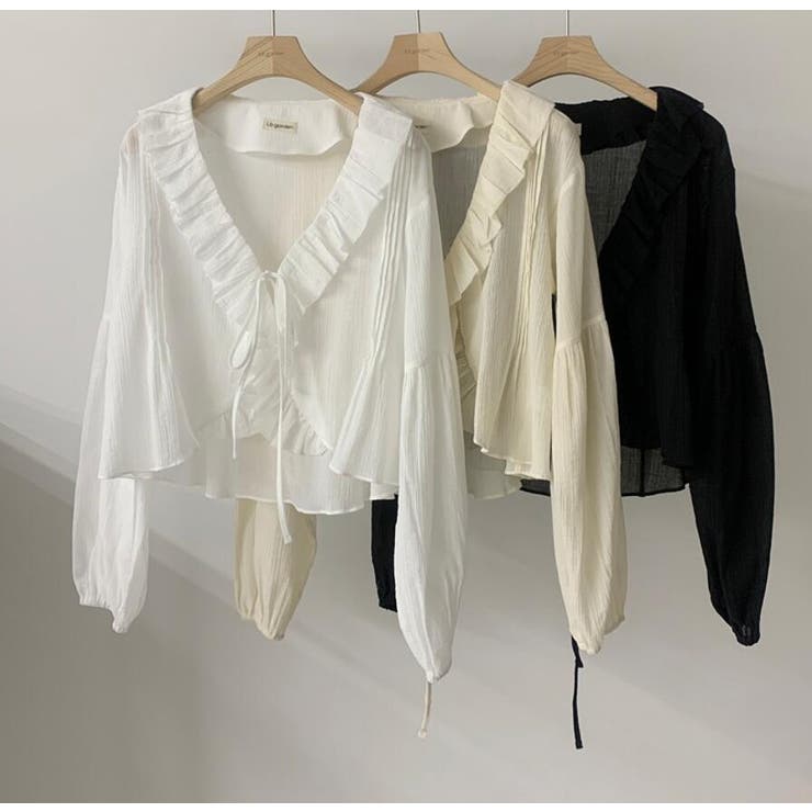 透け感 フリル クロップド ブラウス | Bifrost | 詳細画像11 