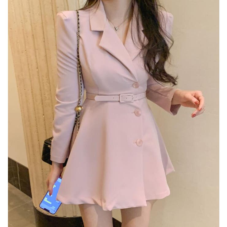 ピンク | ジャケットワンピース ベルト付き | Bifrost
