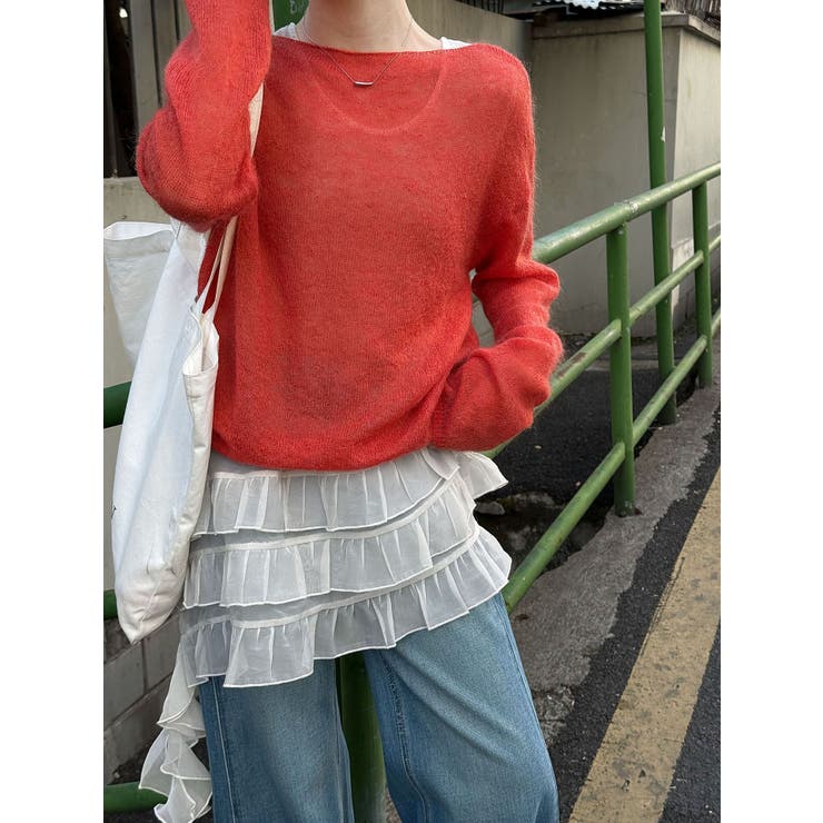 フレンチ アシメフリル ノースリーブ トップス | Bifrost | 詳細画像7 