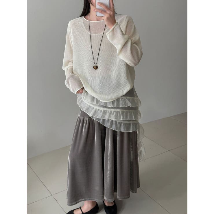 フレンチ アシメフリル ノースリーブ トップス | Bifrost | 詳細画像9 