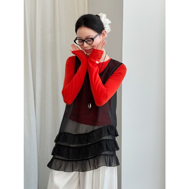 フレンチ アシメフリル ノースリーブ トップス | Bifrost | 詳細画像11 