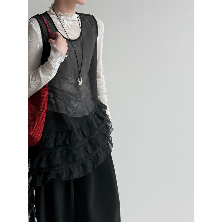 フレンチ アシメフリル ノースリーブ トップス | Bifrost | 詳細画像15 