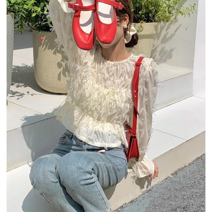 フリルスリーブ シャーリング ブラウス | Bifrost | 詳細画像2 