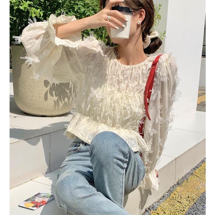 フリルスリーブ シャーリング ブラウス | Bifrost | 詳細画像3 