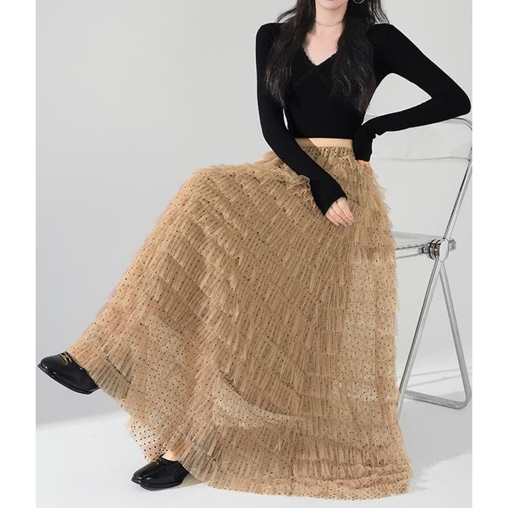 ドット ティアード チュール ロングスカート | Bifrost | 詳細画像1 