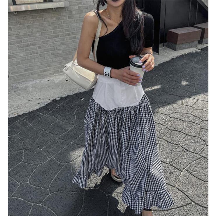 切り替え ギンガムチェック ボリュームスカート | Bifrost | 詳細画像2 
