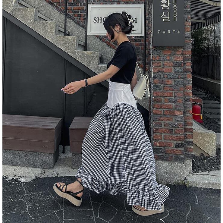 切り替え ギンガムチェック ボリュームスカート | Bifrost | 詳細画像5 