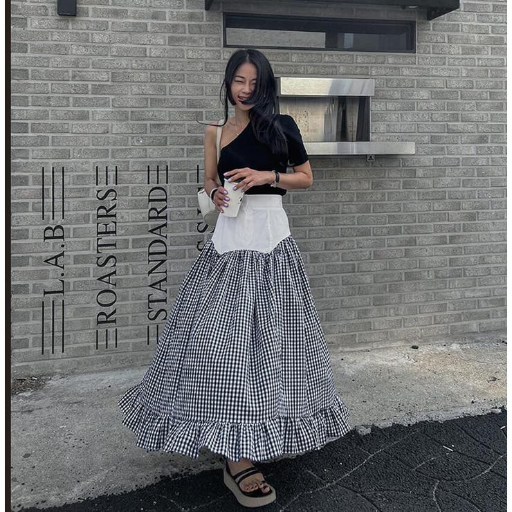 切り替え ギンガムチェック ボリュームスカート | Bifrost | 詳細画像6 