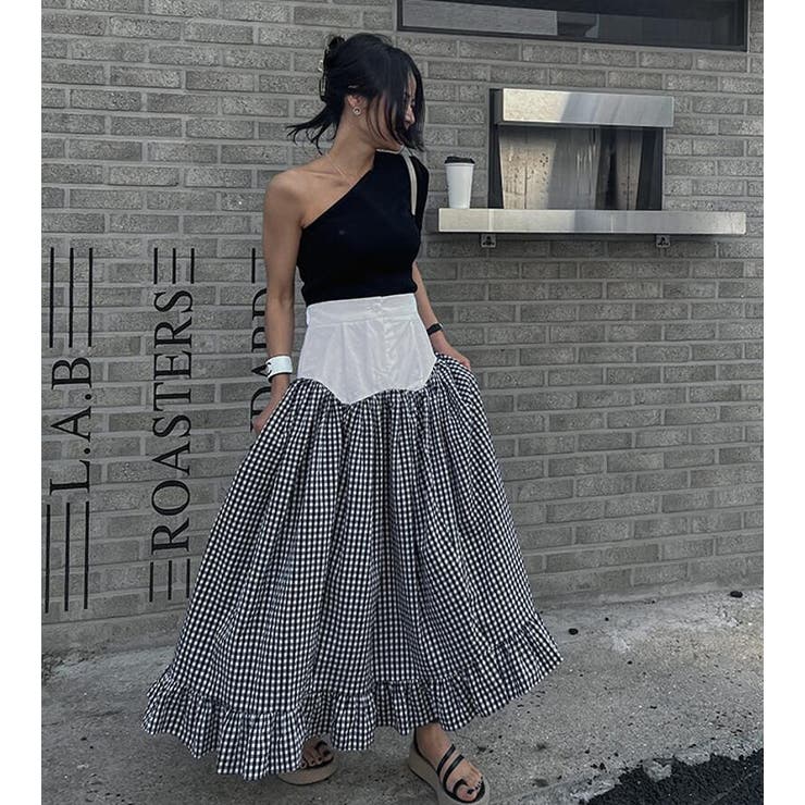 切り替え ギンガムチェック ボリュームスカート | Bifrost | 詳細画像7 