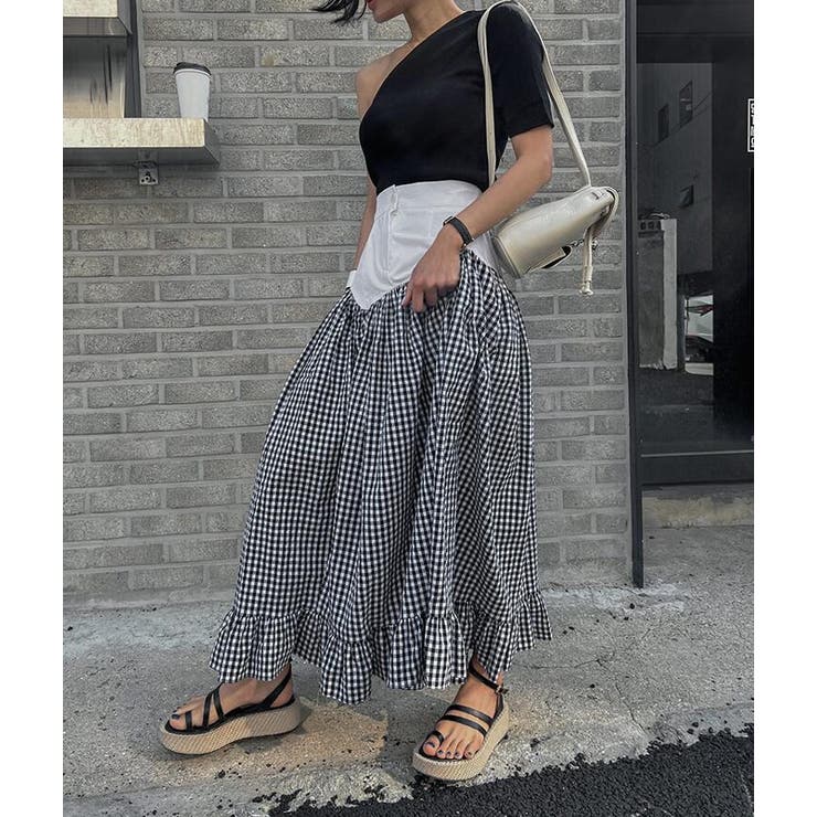 切り替え ギンガムチェック ボリュームスカート | Bifrost | 詳細画像9 