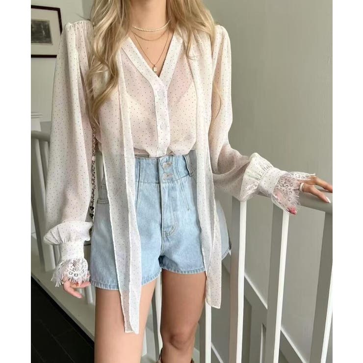 ボウタイ ドット シアーブラウス | Bifrost | 詳細画像2 