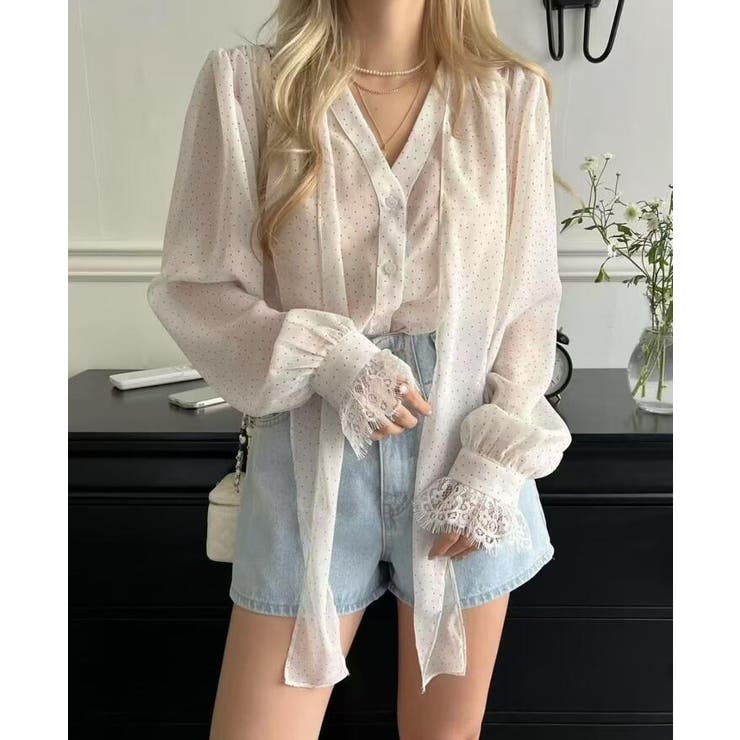 ボウタイ ドット シアーブラウス | Bifrost | 詳細画像4 