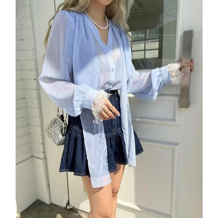 ボウタイ ドット シアーブラウス | Bifrost | 詳細画像5 