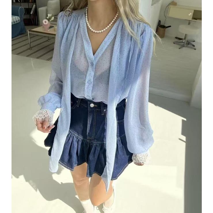 ボウタイ ドット シアーブラウス | Bifrost | 詳細画像7 