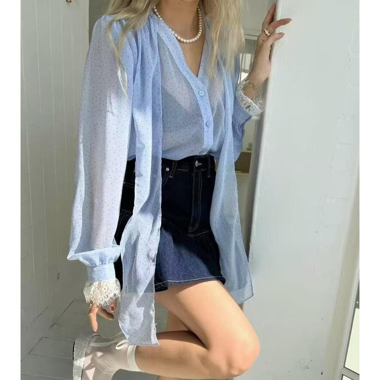 ボウタイ ドット シアーブラウス | Bifrost | 詳細画像8 