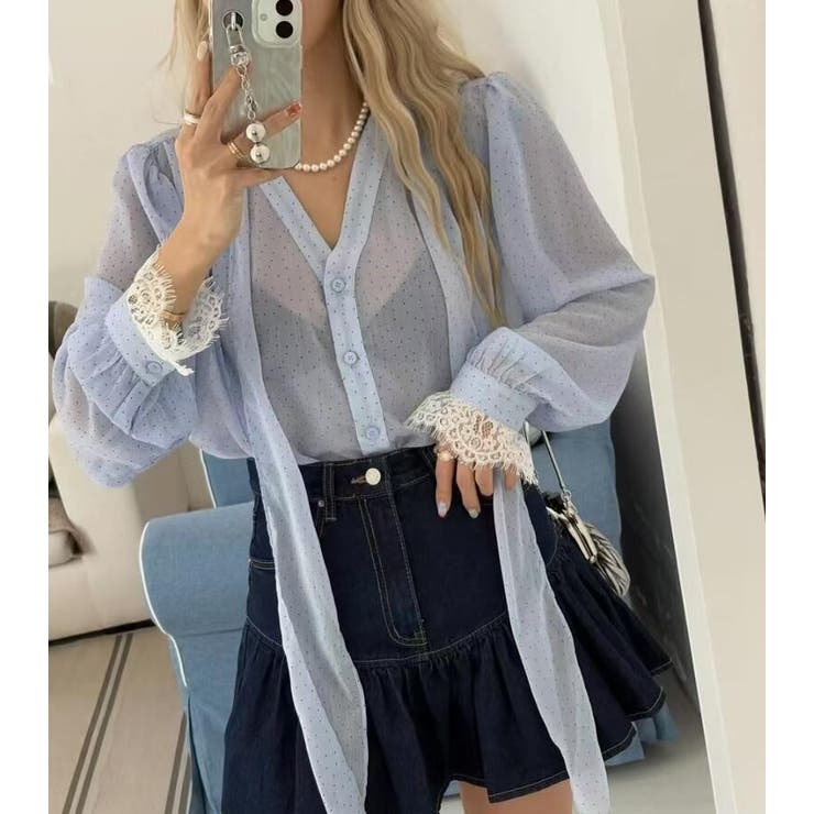 ボウタイ ドット シアーブラウス | Bifrost | 詳細画像9 