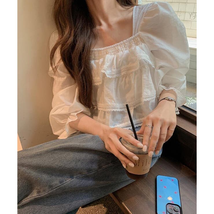 フリル レース クロップド ブラウス | Bifrost | 詳細画像4 