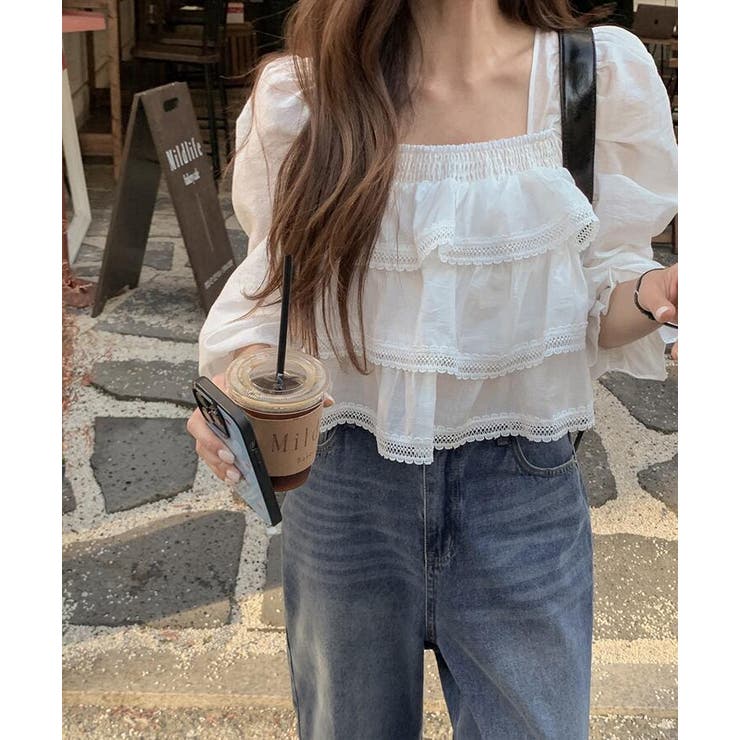 フリル レース クロップド ブラウス | Bifrost | 詳細画像5 