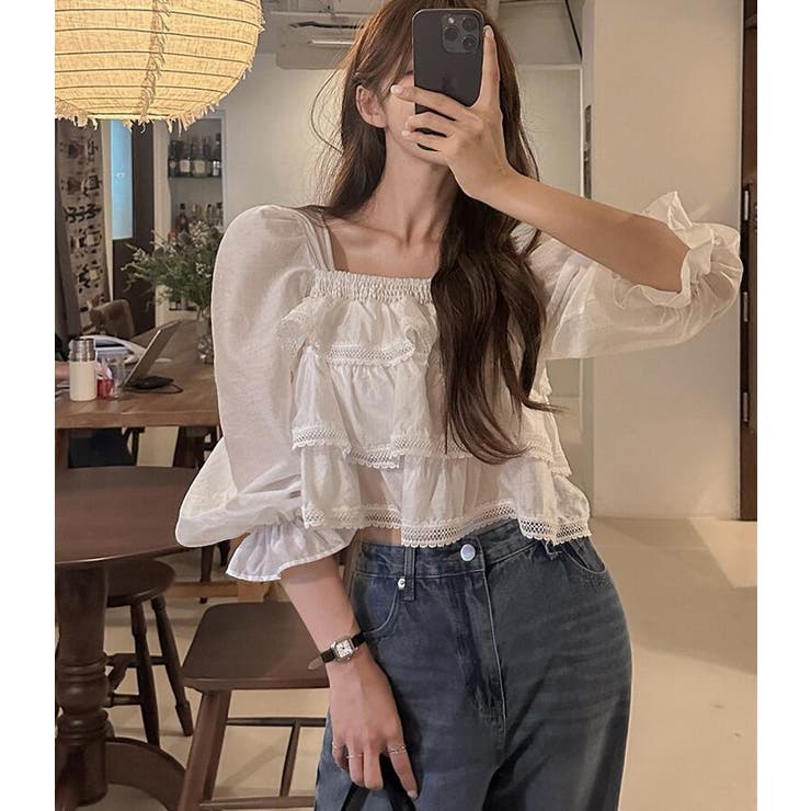 フリル レース クロップド ブラウス | Bifrost | 詳細画像6 