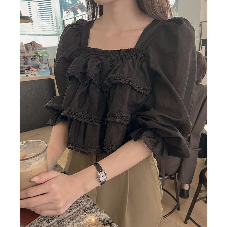 フリル レース クロップド ブラウス | Bifrost | 詳細画像7 