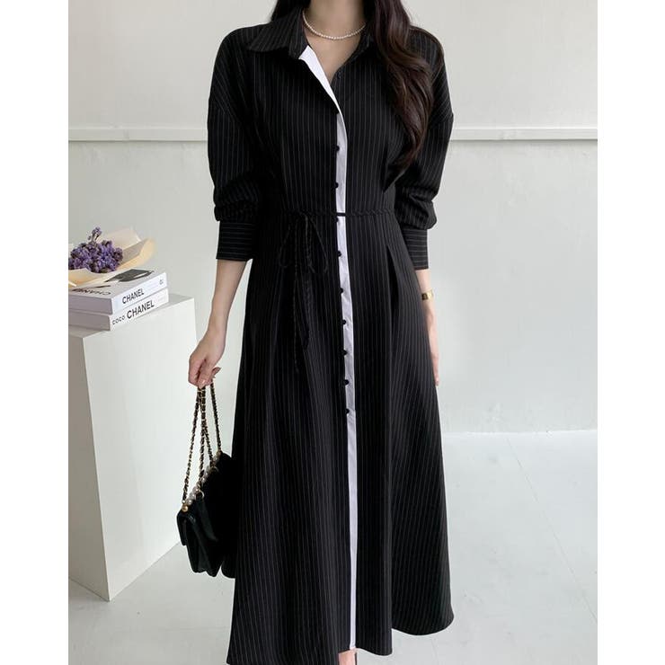 ピンストライプ ロングシャツワンピース | Bifrost | 詳細画像2 