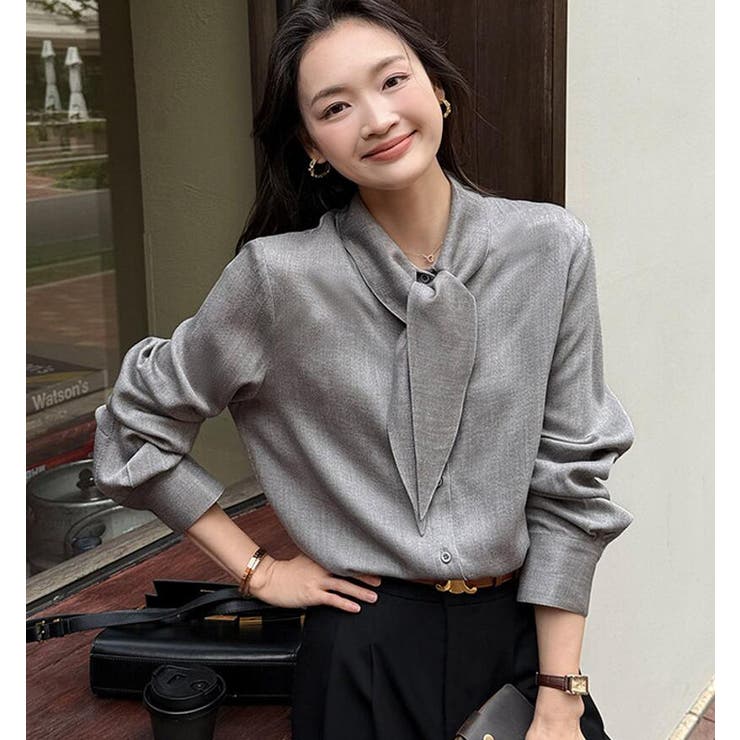 ネクタイ風 デザイン 長袖 ブラウス | Bifrost | 詳細画像2 