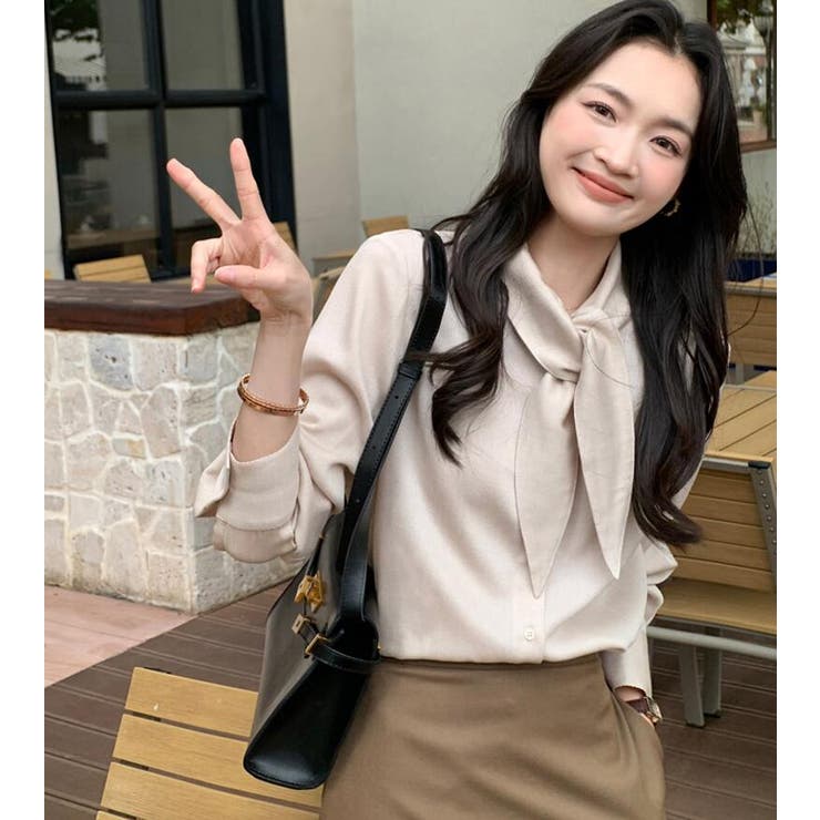 ネクタイ風 デザイン 長袖 ブラウス | Bifrost | 詳細画像3 