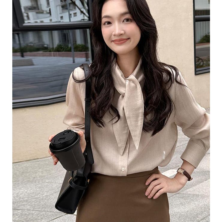 ネクタイ風 デザイン 長袖 ブラウス | Bifrost | 詳細画像4 