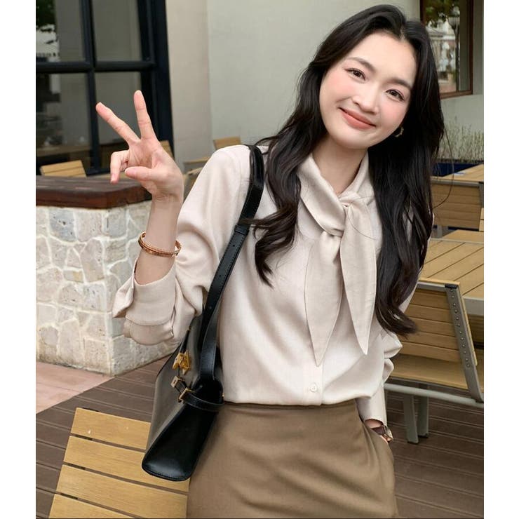 ネクタイ風 デザイン 長袖 ブラウス | Bifrost | 詳細画像6 