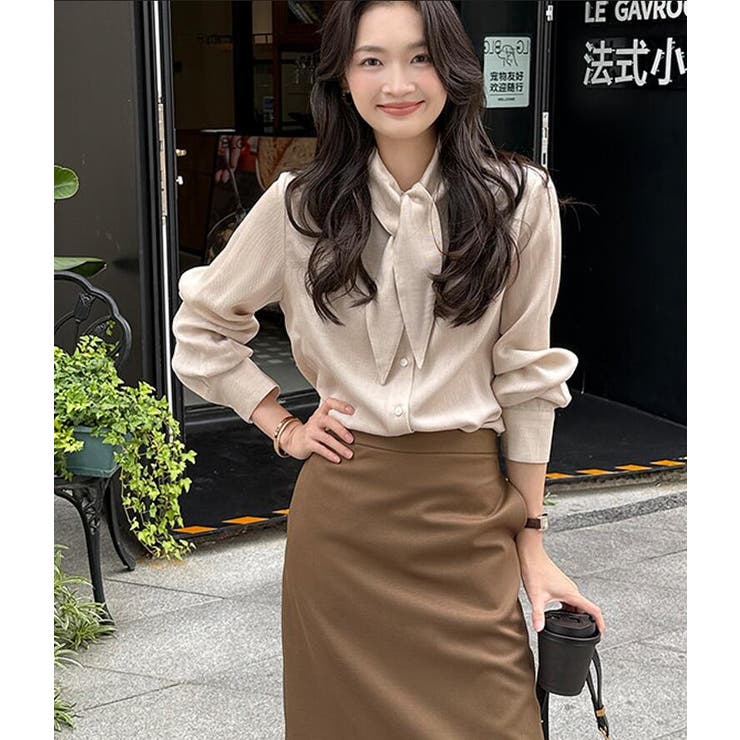 ネクタイ風 デザイン 長袖 ブラウス | Bifrost | 詳細画像7 