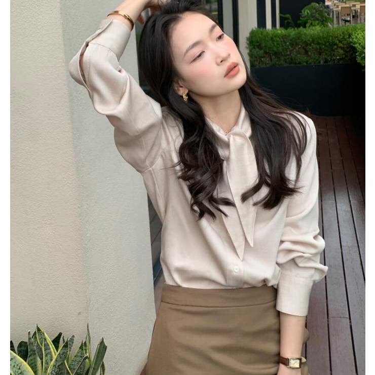 ネクタイ風 デザイン 長袖 ブラウス | Bifrost | 詳細画像8 