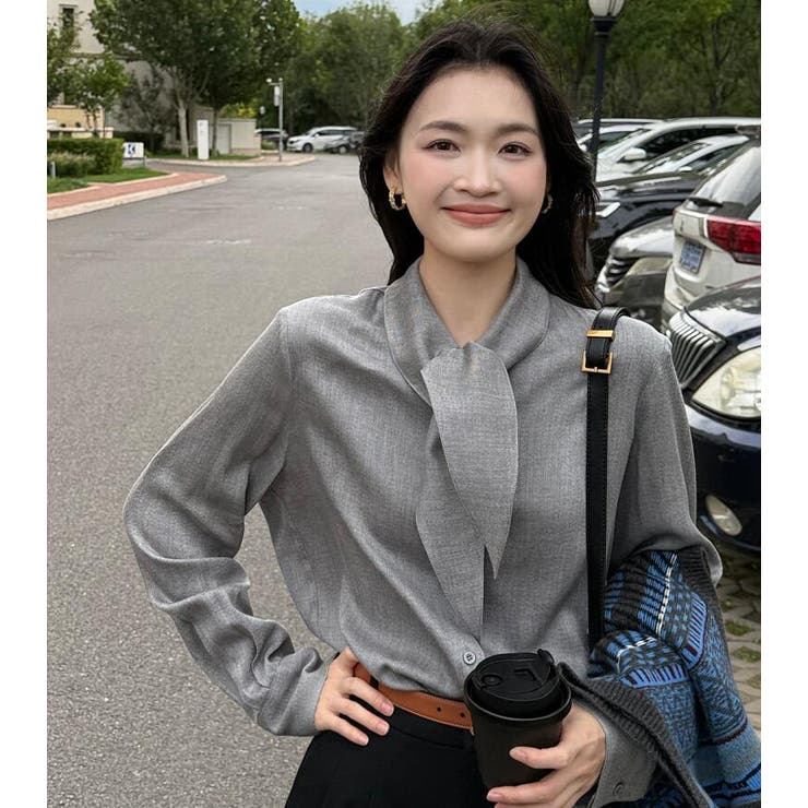 ネクタイ風 デザイン 長袖 ブラウス | Bifrost | 詳細画像9 