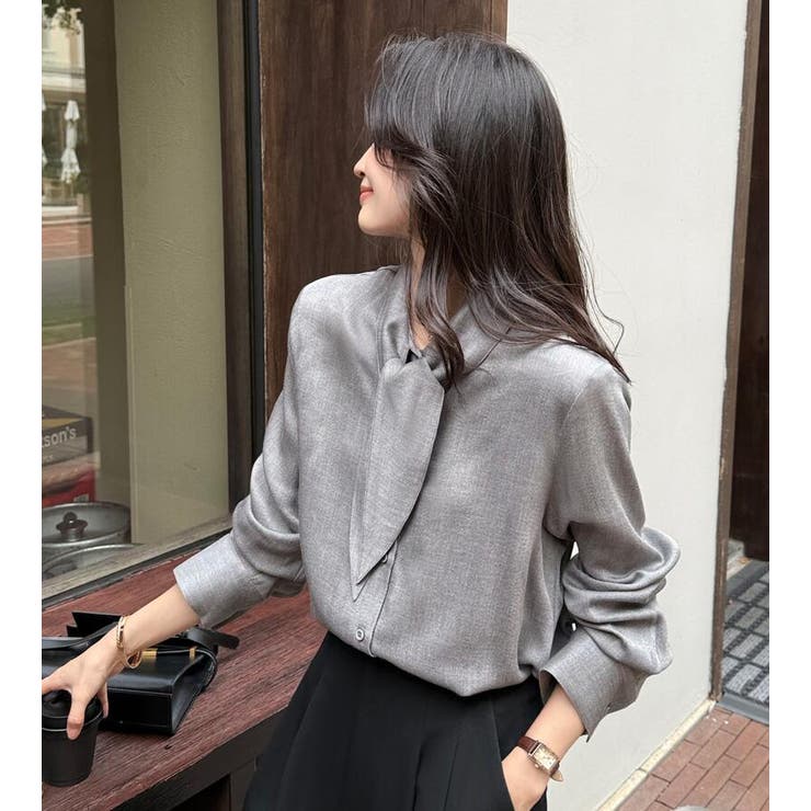 ネクタイ風 デザイン 長袖 ブラウス | Bifrost | 詳細画像11 