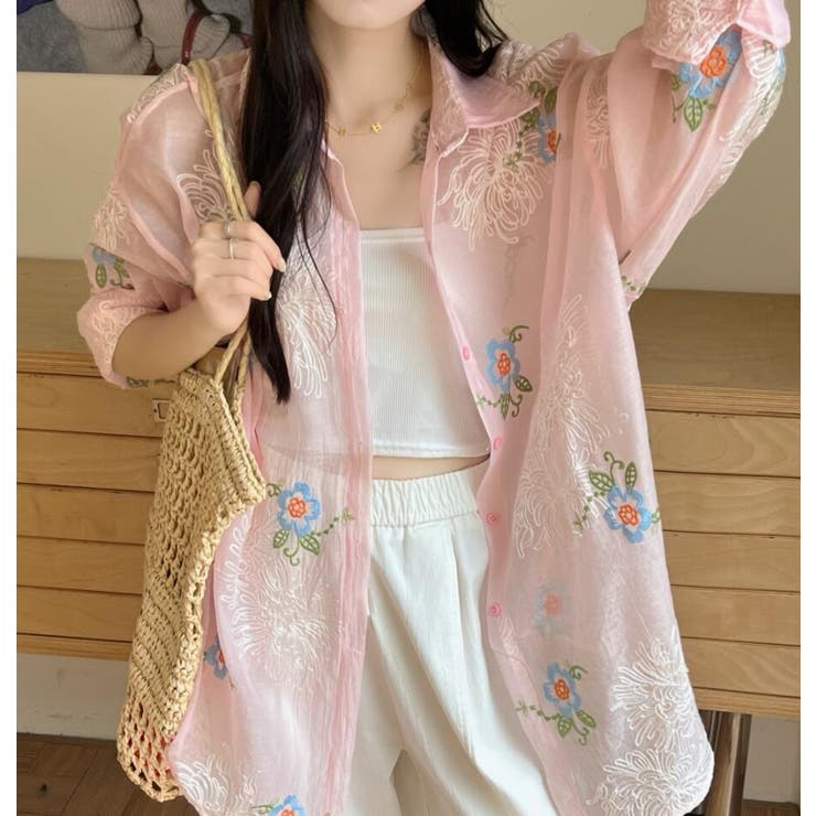 花柄刺繍シアーシャツ | Bifrost | 詳細画像3 