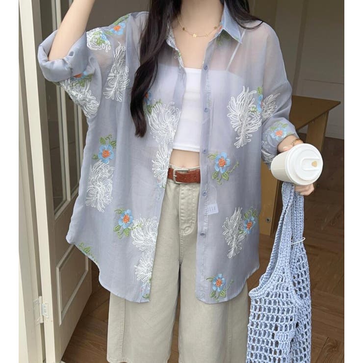 花柄刺繍シアーシャツ | Bifrost | 詳細画像14 