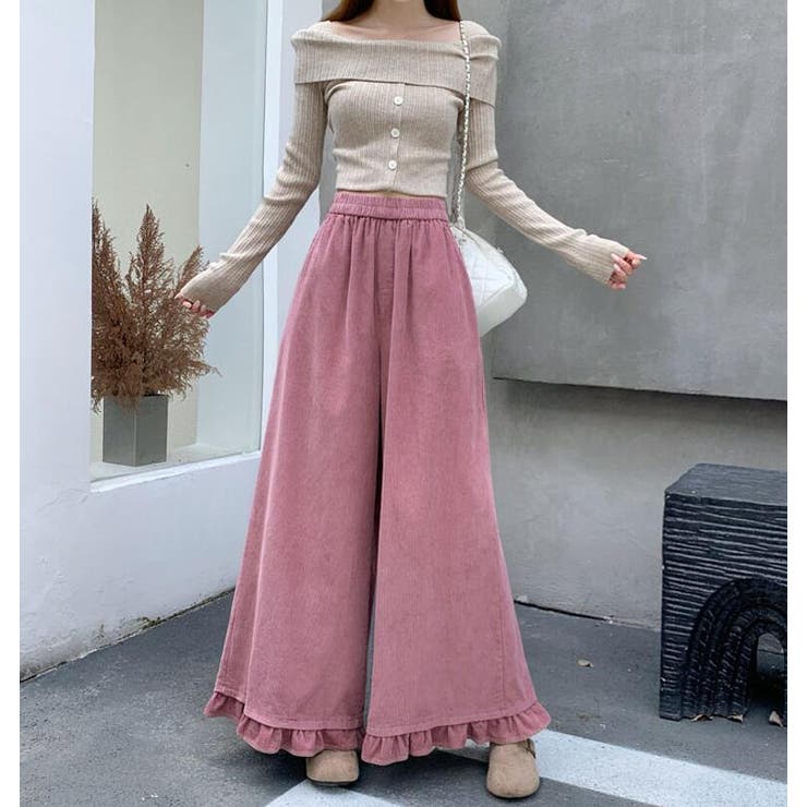 秋冬 ゆったりフリルヘムコーデュロイワイドパンツ | Bifrost | 詳細画像12 