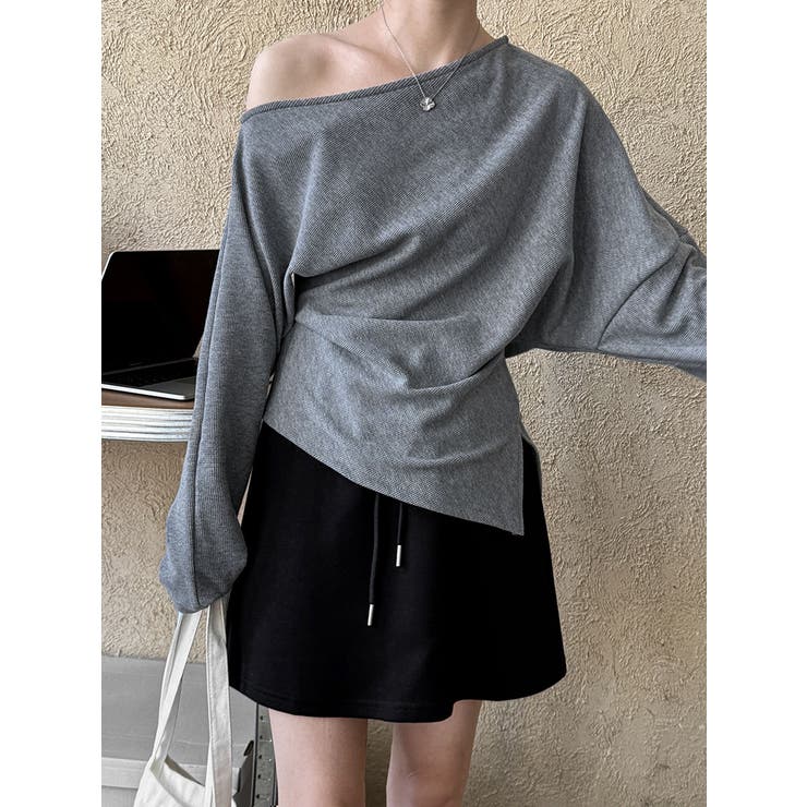 オフショルダー ドレープ ニットトップス | Bifrost | 詳細画像5 